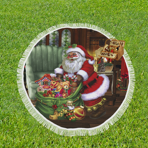 Santa Claus brings the gifts to you Circular Beach Shawl 59"x 59"