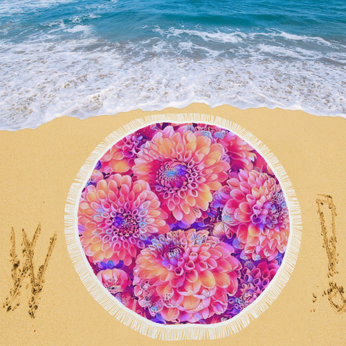 Gorgeous floral B by Jamcolors Circular Beach Shawl 59"x 59"