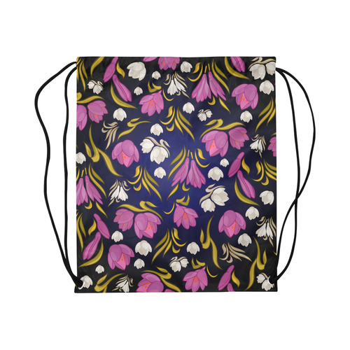Beautiful Vintage Floral Pattern Large Drawstring Bag Model 1604 (Twin Sides)  16.5"(W) * 19.3"(H)