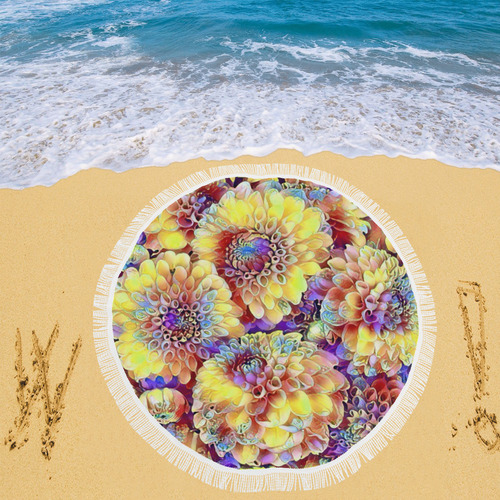 Gorgeous floral C by Jamcolors Circular Beach Shawl 59"x 59"