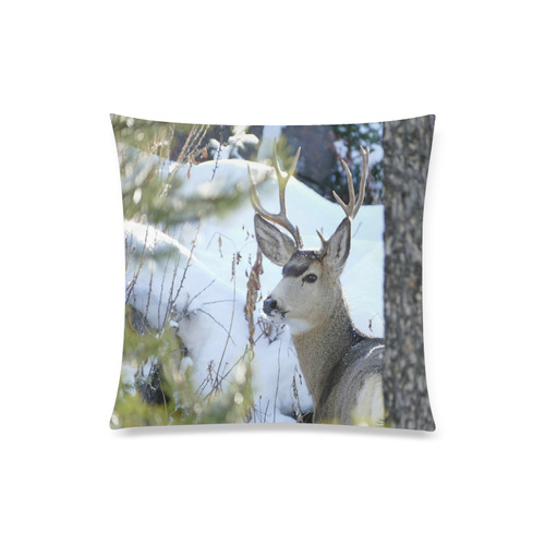Deer In The Snow Custom Zippered Pillow Case 20"x20"(Twin Sides)