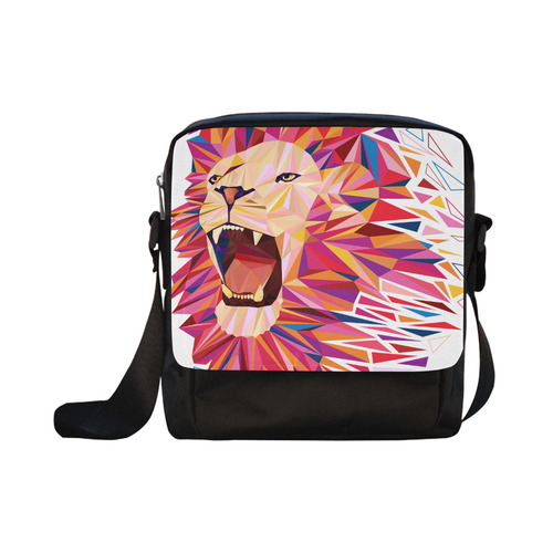 lion roaring polygon triangles Crossbody Nylon Bags (Model 1633)