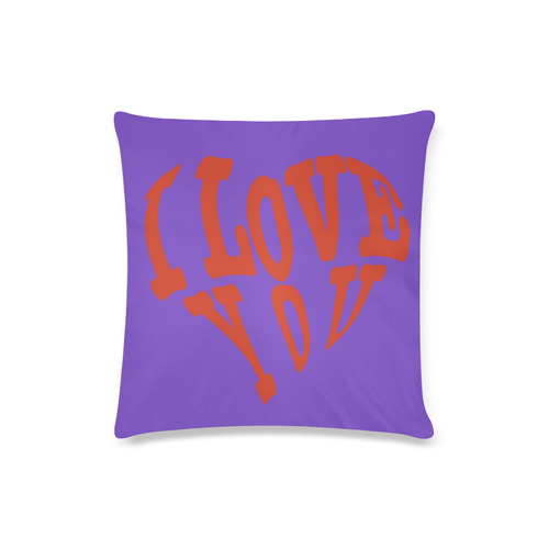 I  LOVE YOU Purple Custom Zippered Pillow Case 16"x16"(Twin Sides)