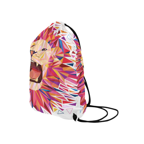 lion roaring polygon triangles Medium Drawstring Bag Model 1604 (Twin Sides) 13.8"(W) * 18.1"(H)