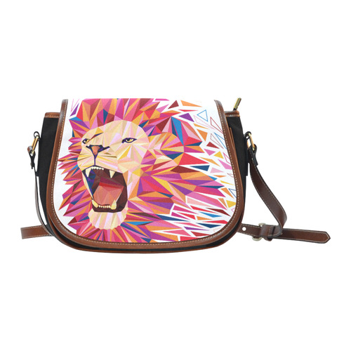 lion roaring polygon triangles Saddle Bag/Small (Model 1649)(Flap Customization)