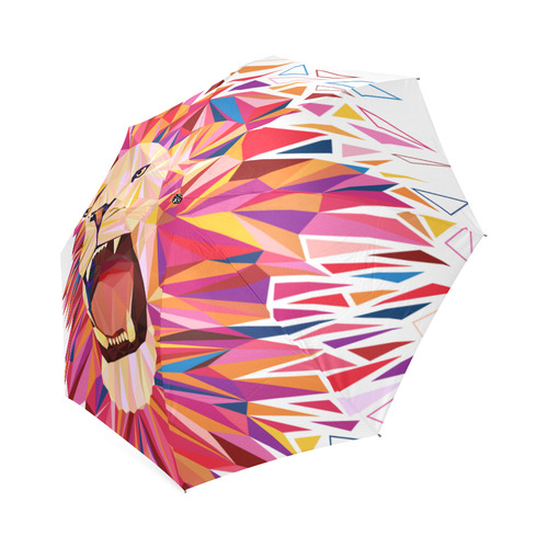 lion roaring polygon triangles Foldable Umbrella (Model U01)