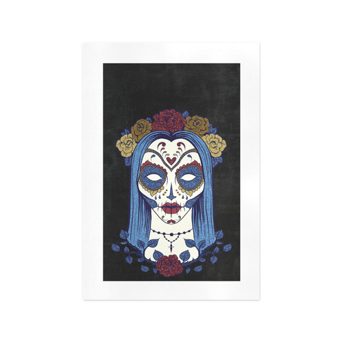 Dark gothic rose sugar skull Art Print 13‘’x19‘’