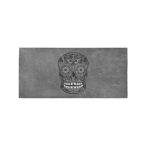 Dark gothic silver grey sugar skull Area Rug 7'x3'3''