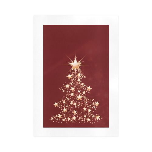 Red Golden Christmastree - Christmas Art Print 16‘’x23‘’