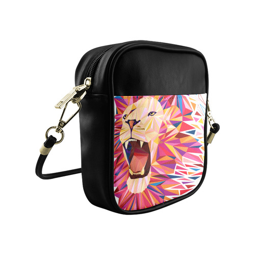 lion roaring polygon triangles Sling Bag (Model 1627)