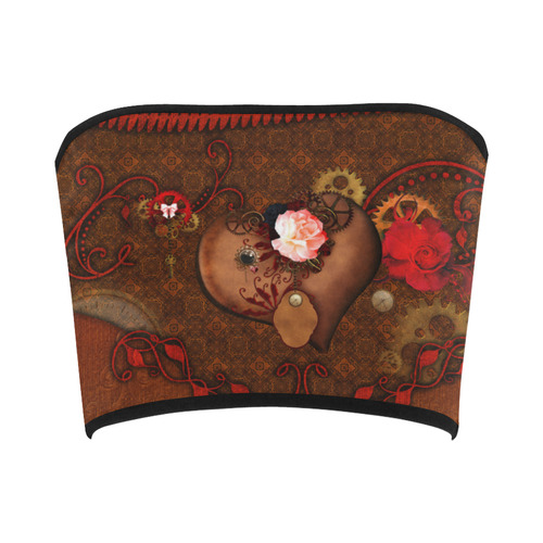 Steampunk heart with roses, valentines Bandeau Top