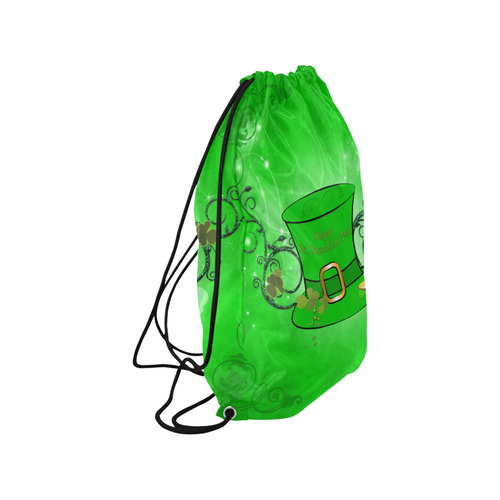 Happy St. Patrick's day, hat and clovers Medium Drawstring Bag Model 1604 (Twin Sides) 13.8"(W) * 18.1"(H)