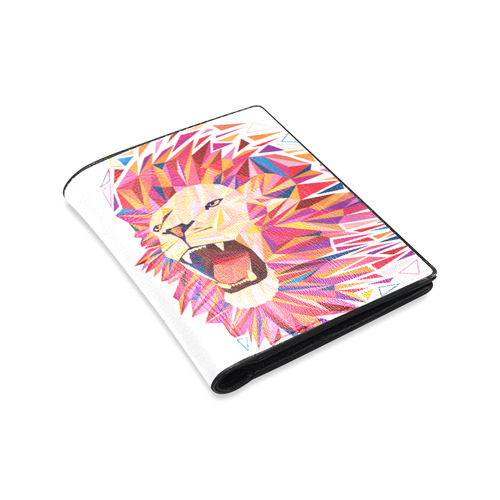 lion roaring polygon triangles Men's Leather Wallet (Model 1612)