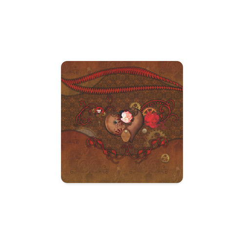 Steampunk heart with roses, valentines Square Coaster