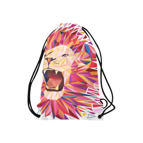 lion roaring polygon triangles Small Drawstring Bag Model 1604 (Twin Sides) 11"(W) * 17.7"(H)