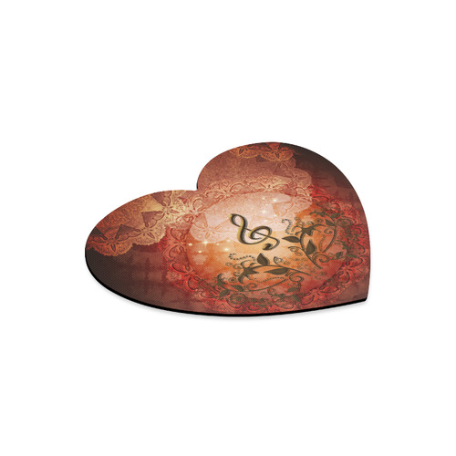 Music, clef on antique design Heart-shaped Mousepad