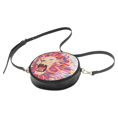 lion roaring polygon triangles Round Sling Bag (Model 1647)