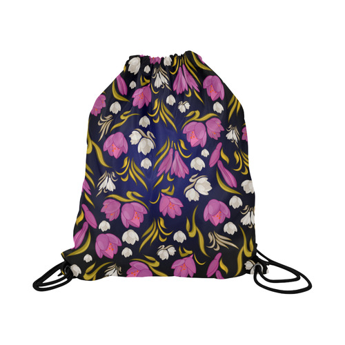 Beautiful Vintage Floral Pattern Large Drawstring Bag Model 1604 (Twin Sides)  16.5"(W) * 19.3"(H)