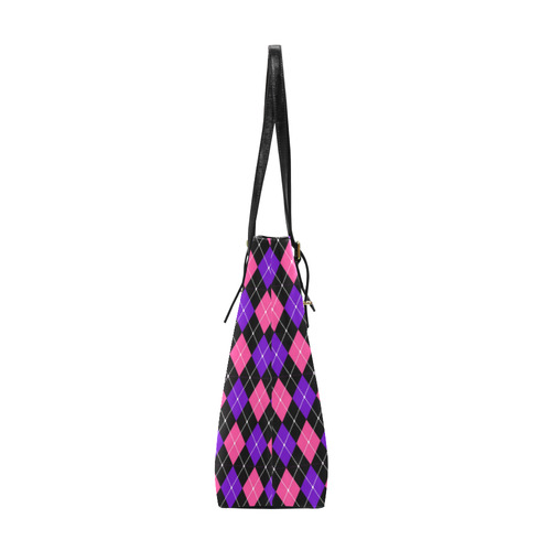 Pink And Purple Argyle On Black Euramerican Tote Bag/Small (Model 1655)