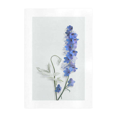 Blue - purple Consolida, floral watercolor Art Print 19‘’x28‘’