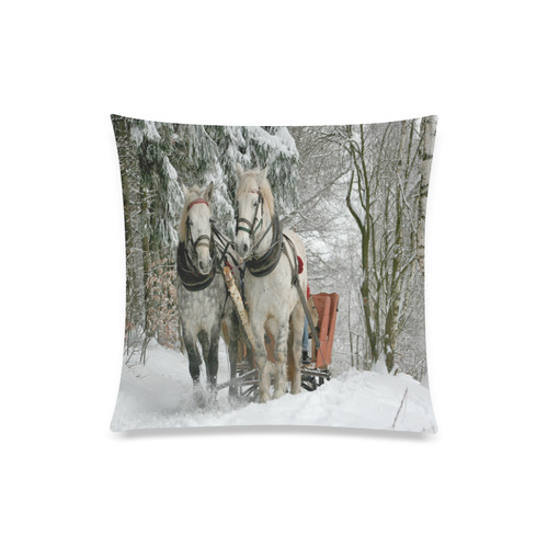 Wintertime Sleigh Ride Custom Zippered Pillow Case 20"x20"(Twin Sides)
