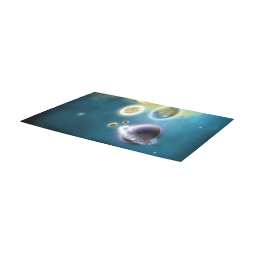 Space scenario with  meteorite sun and planets Area Rug 7'x3'3''