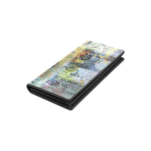 Old Newspaper Colorful Painting Splashes Women's Leather Wallet (Model 1611)