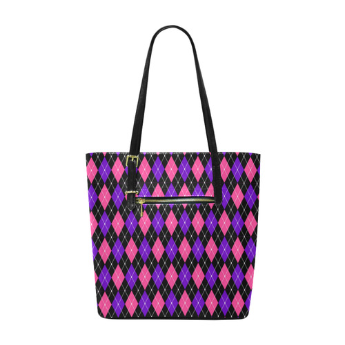 Pink And Purple Argyle On Black Euramerican Tote Bag/Small (Model 1655)