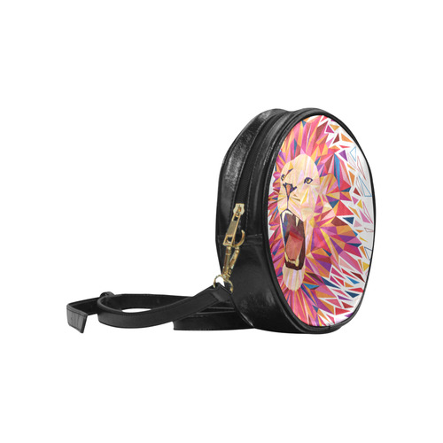 lion roaring polygon triangles Round Sling Bag (Model 1647)