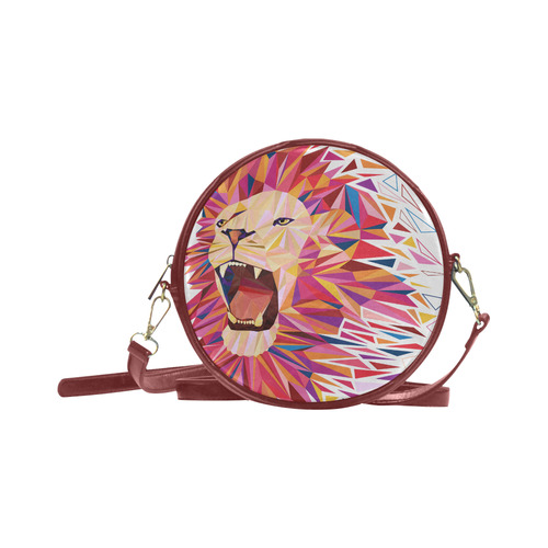 lion roaring polygon triangles Round Sling Bag (Model 1647)