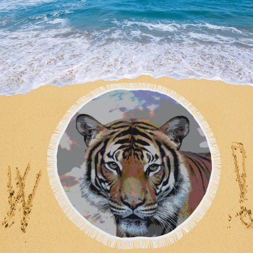 Animal ArtStudio 916C Tiger Circular Beach Shawl 59"x 59"