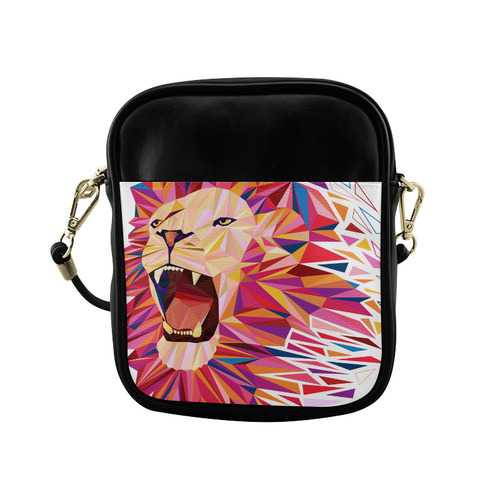 lion roaring polygon triangles Sling Bag (Model 1627)