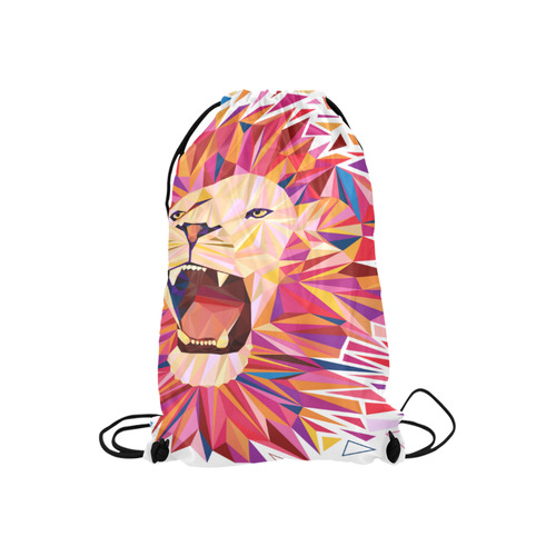 lion roaring polygon triangles Small Drawstring Bag Model 1604 (Twin Sides) 11"(W) * 17.7"(H)