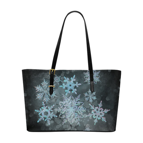 Snowflakes, snow, white and blue, Christmas Euramerican Tote Bag/Large (Model 1656)