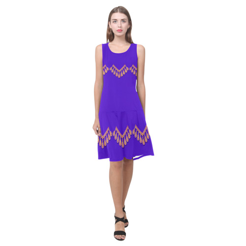 Jewelry COLLIER GARLAND Purple Orange Sleeveless Splicing Shift Dress(Model D17)