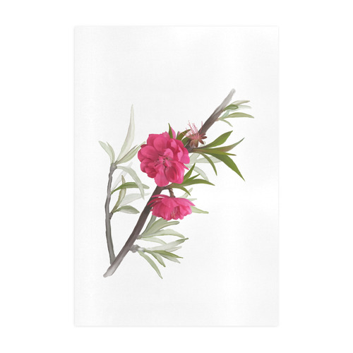 Peach blossom, floral watercolor Art Print 19‘’x28‘’