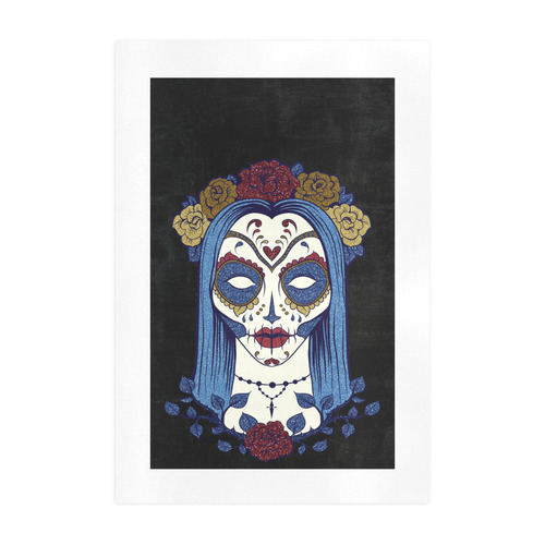 Dark gothic rose sugar skull Art Print 19‘’x28‘’