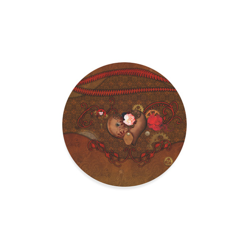 Steampunk heart with roses, valentines Round Coaster