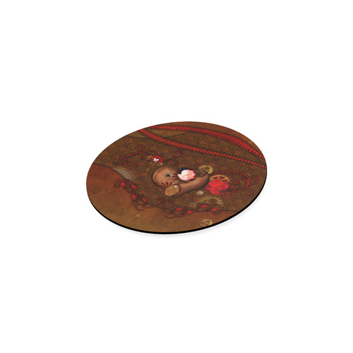 Steampunk heart with roses, valentines Round Coaster