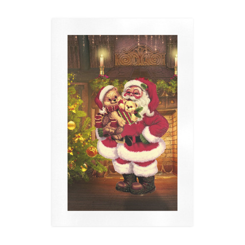 A cute Santa Claus with many christmas gifts Art Print 19‘’x28‘’