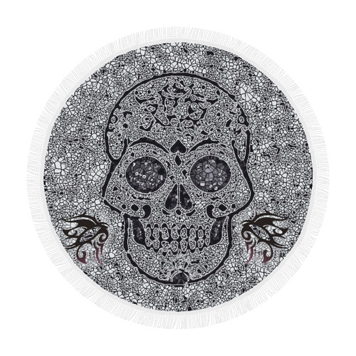 Mosaic Skull Circular Beach Shawl 59"x 59"