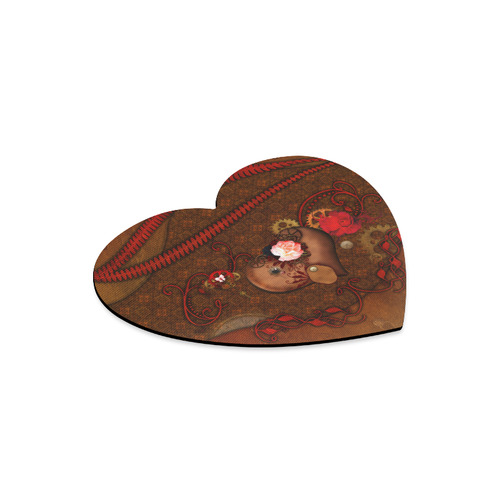 Steampunk heart with roses, valentines Heart-shaped Mousepad