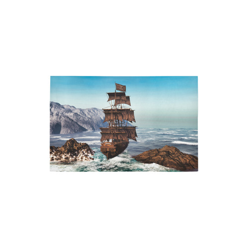 A pirate ship sails through the coastal Area Rug 2'7"x 1'8‘’