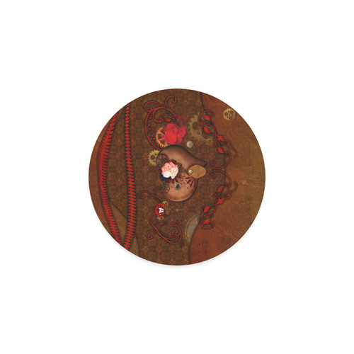Steampunk heart with roses, valentines Round Coaster
