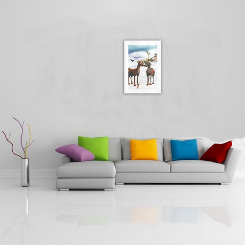 The reindeer love in a winter landscape Christmas Art Print 16‘’x23‘’