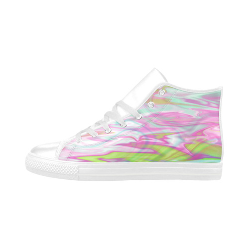 Pastel Iridescent Marble Waves Pattern Aquila High Top Microfiber Leather Women's Shoes (Model 032)