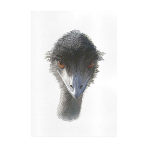 Skeptical Emu - watercolor bird Art Print 19‘’x28‘’