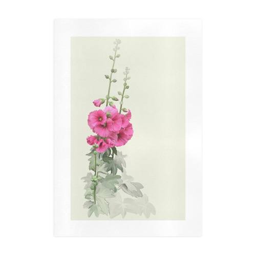 Pink Hollyhocks, original floral watercolor Art Print 19‘’x28‘’