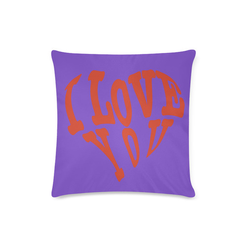 I  LOVE YOU Purple Custom Zippered Pillow Case 16"x16"(Twin Sides)