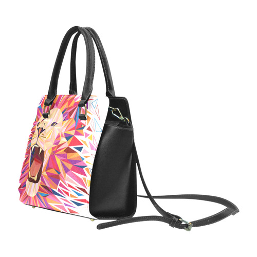 lion roaring polygon triangles Classic Shoulder Handbag (Model 1653)